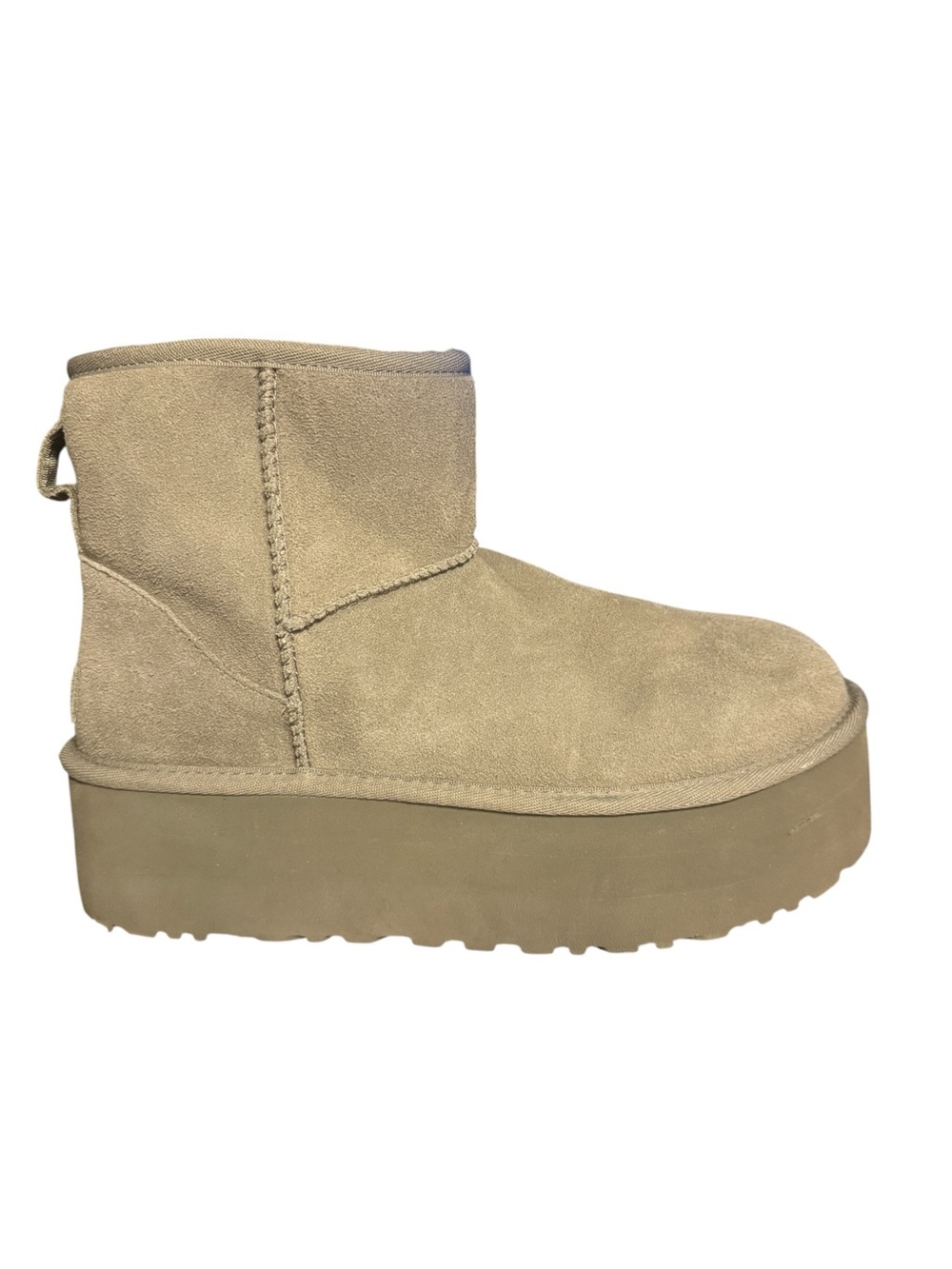 UGG Classic Ultra Mini Platform Boots Womens 9 Tan Suede Sheepskin 1134991